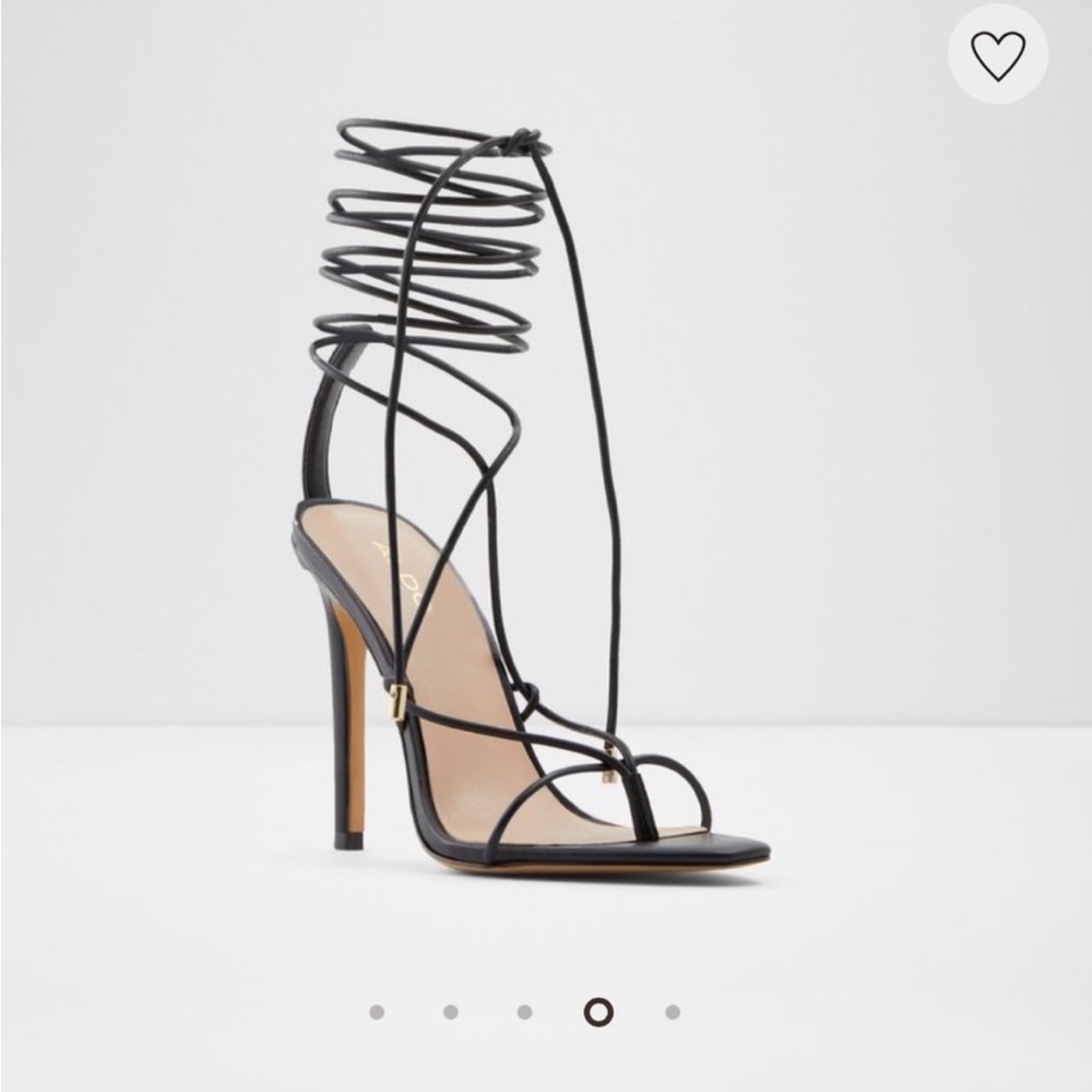 Black strappy lace up heels